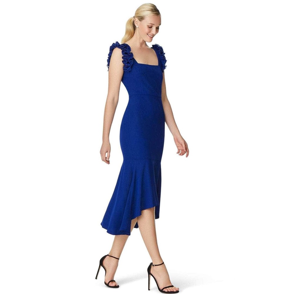 Aidan Mattox royal blue high low satin dress size 12 cocktail glam holiday party